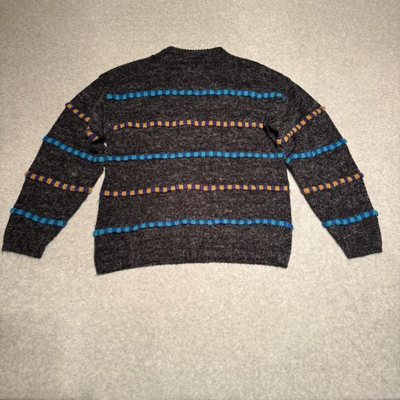Vintage Croquet Club Knit Sweater Gray Blue Orange Striped Women M Retro 90s 80s - Picture 9 of 9